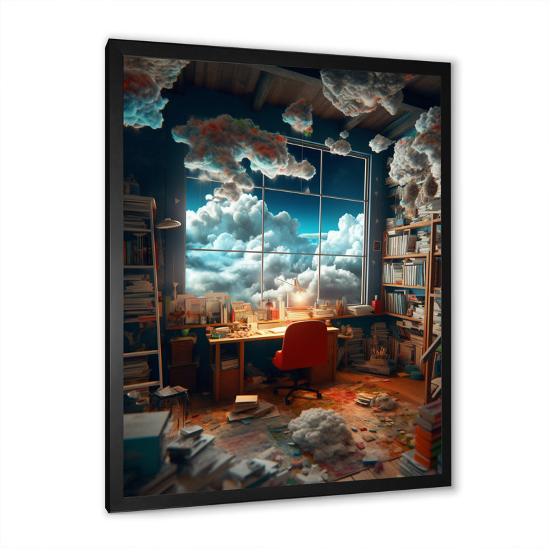 «Dreamy Office I» sur toile, Cadre d'angle fermé noir, H 20 po x l 12 po x P 1 po