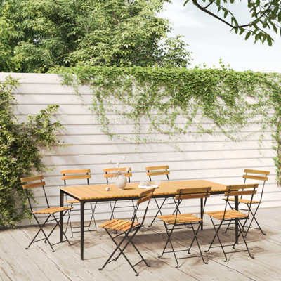 Chaise de patio pliante en acier et bois massif