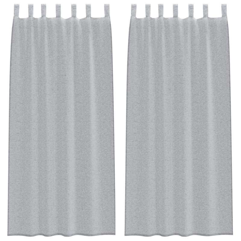 Suzzy Semi Sheer Curtain Pair, Dark Grey, 260cm Width x 140cm Drop