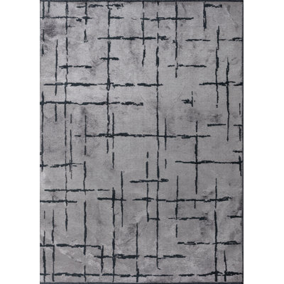 Rapture Black/Siver Gray Abstract Luxury Area Rug
