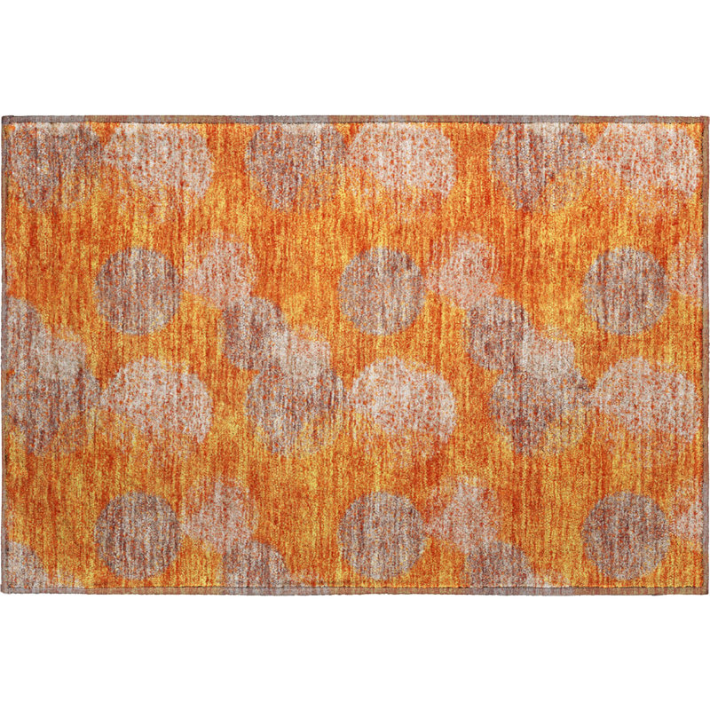 Premium Machine Washable Prisco Orange Rug, Rectangle 1'8" x 2'6"