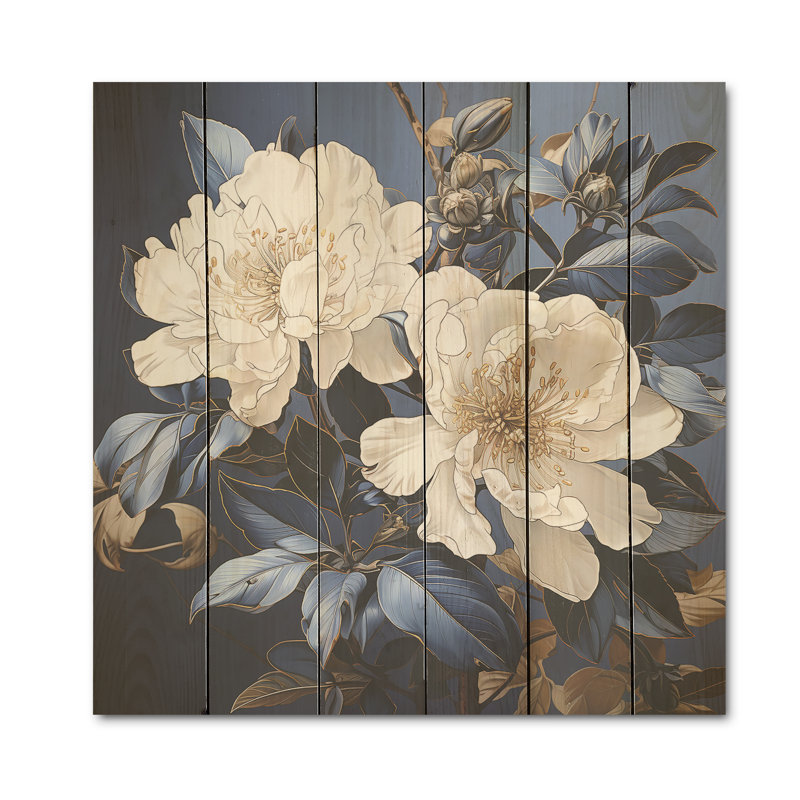 Minimalisme, bouquet de rhododendrons, art sur bois de pin naturel, H 36 po x l 36 po