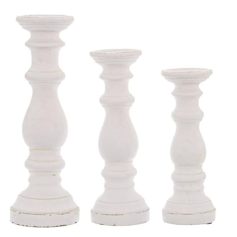 Concrete / Cement Tabletop Candlestick, White, 45cm H x 16cm W x 16cm D