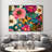 Bold and Colourful Vibrant Floral Pattern Canvas Extra Large Framed Wall Art Print Decor (Framed Assembly Required)-105076078