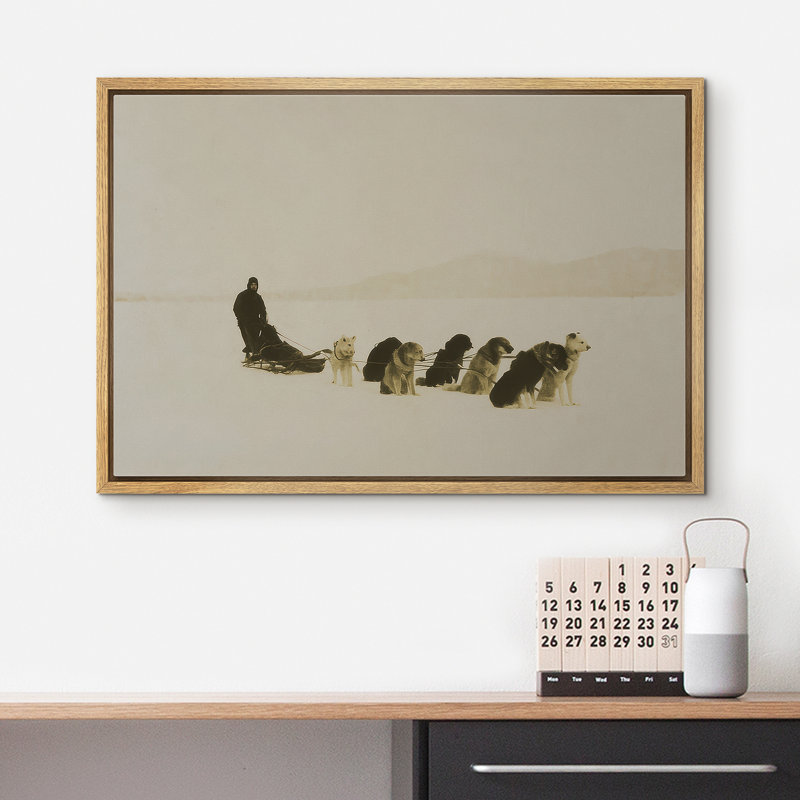 «Dog Sled Team», «Snowfield Adventure», reproduction d'art encadrée sur toile, art mural, H 16 po x l 24 po x P 1,5 po