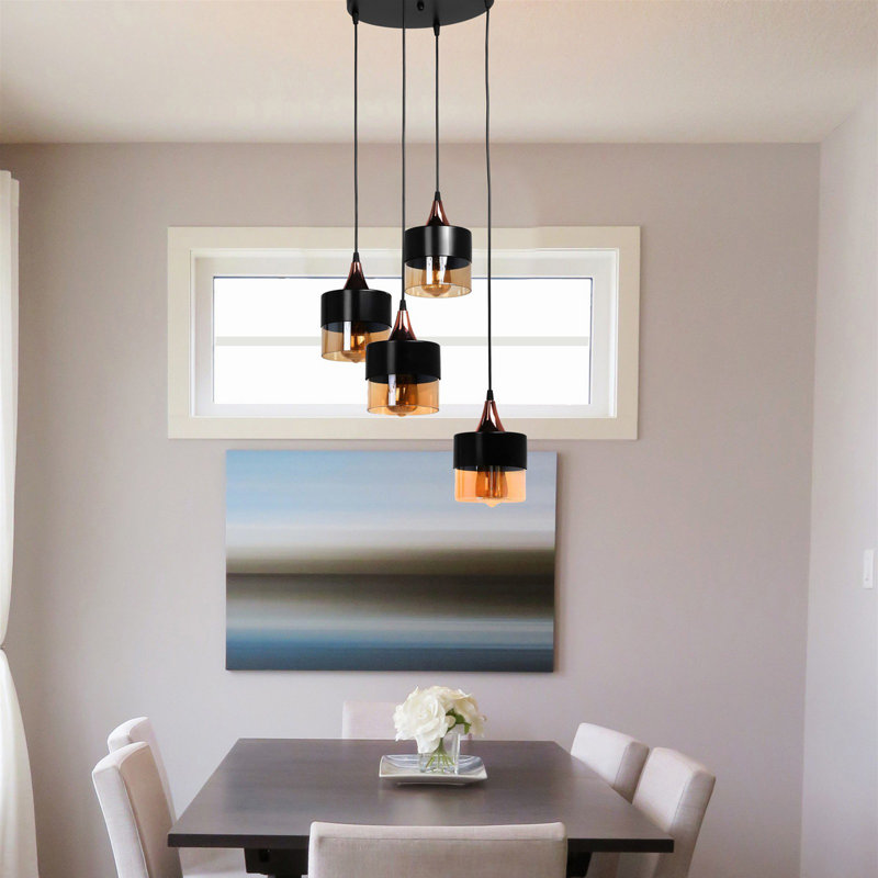 Luminaire suspendu tambour à 4 lumières Bartel, Noir