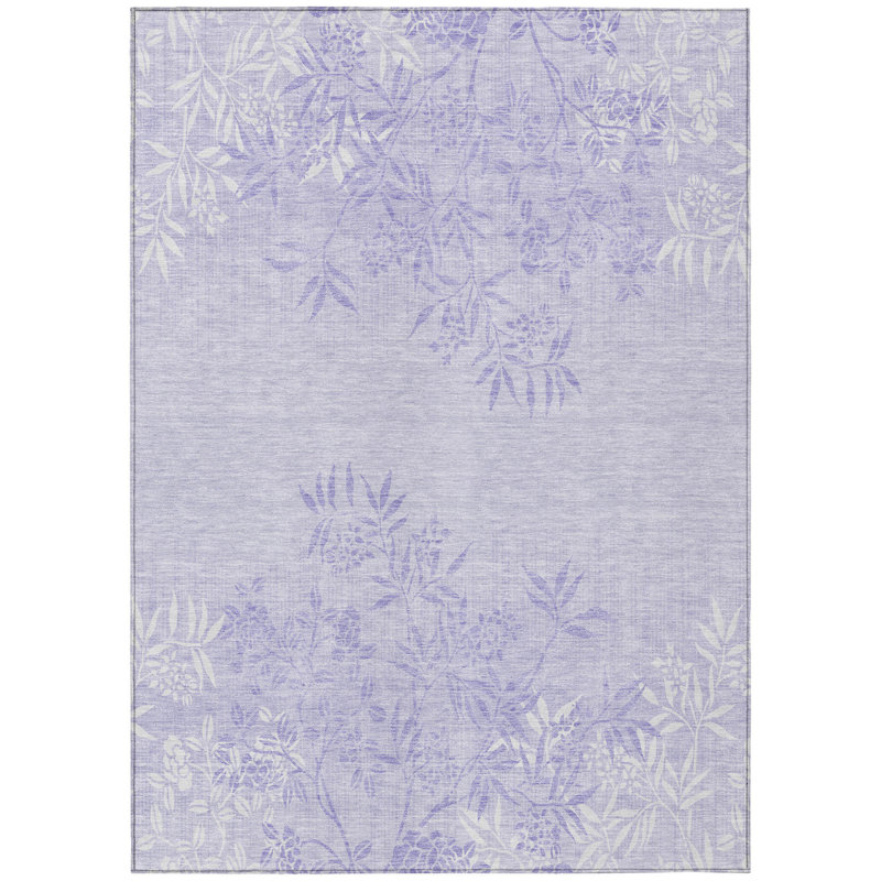 Tapis lavable intérieur / extérieur ivoire 9 pi x 12 pi floral