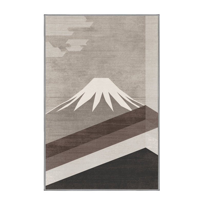 Machine Washable Ovaline Modern Geometric Rug in Gray – Gray Binding, 7x10