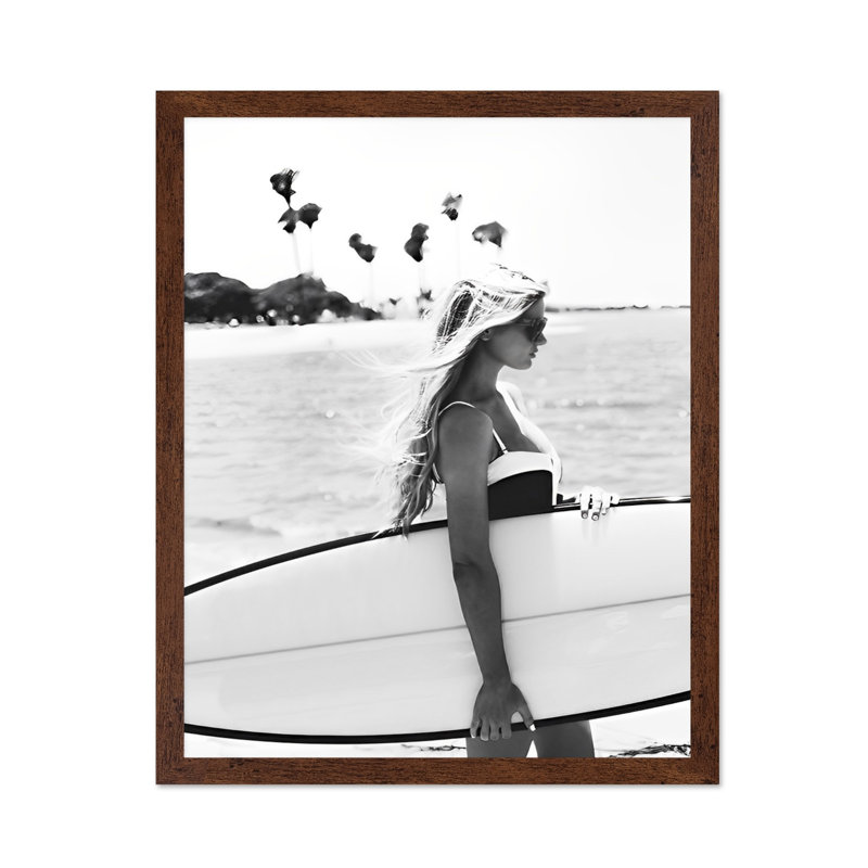 Surfer Girl No3, Affiche, H 11 po x l 14 po, Encadrement brun