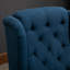 Fauteuil à oreilles haut - bleu, revêtement en tissu doux bleu avec ensemble de ressorts pour plus de confort