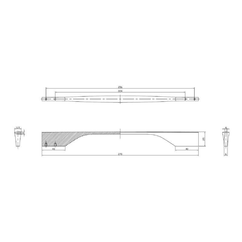 Metal Bar Pull, Matte Black, 8 13/16"