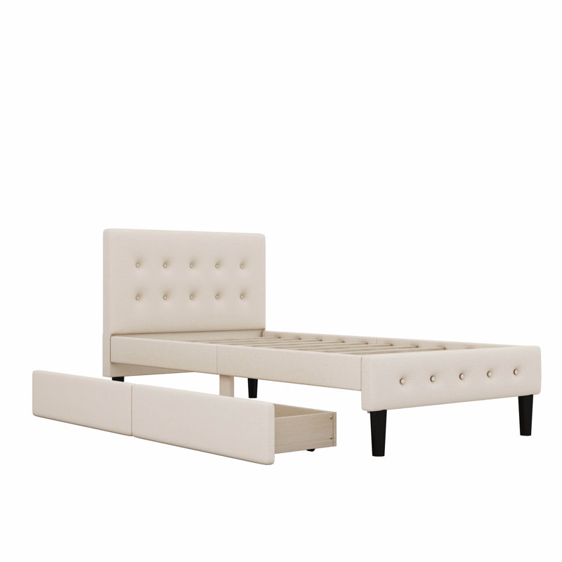 Upholstered Bed, Beige