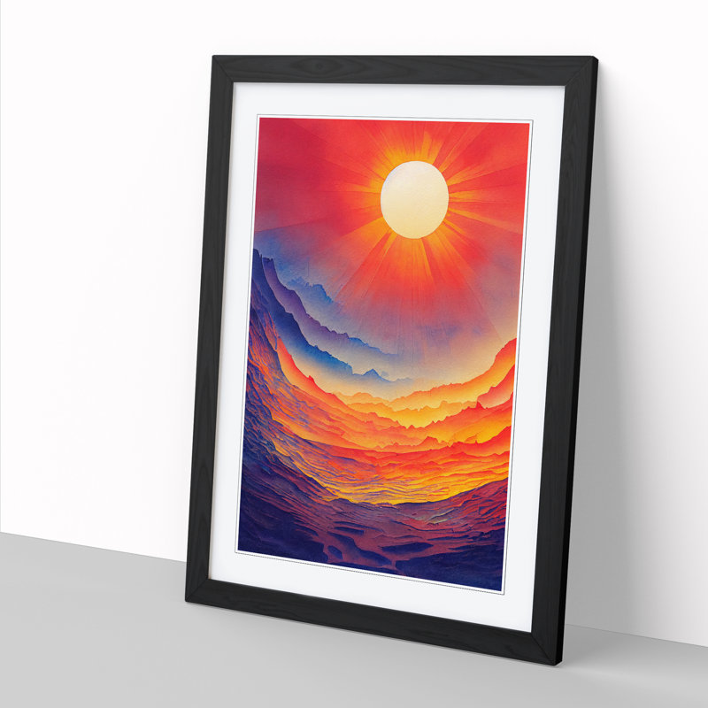 Watercolour Sun Vol.1 - Single Picture Frame Print, Black, 34cm H x 25cm W x 2cm D