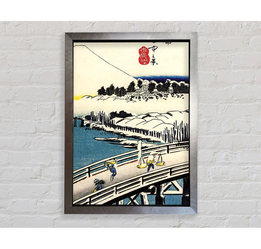 Hiroshige Eine Brücke im Schnee - Druck