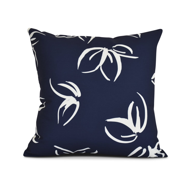 Housse de coussin et insert floral floral, Bleu marine, H 26 po x l 26 po x P 3 po