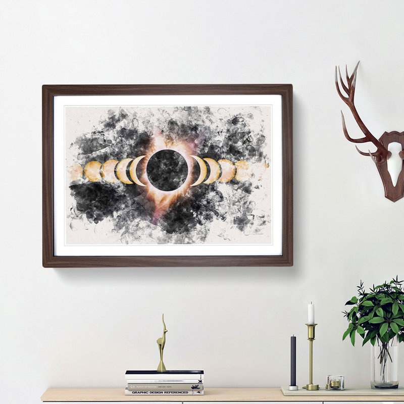 The Eclipse - Picture Frame Painting Print, 60cm H x 91cm W x 2cm D, Walnut Framed