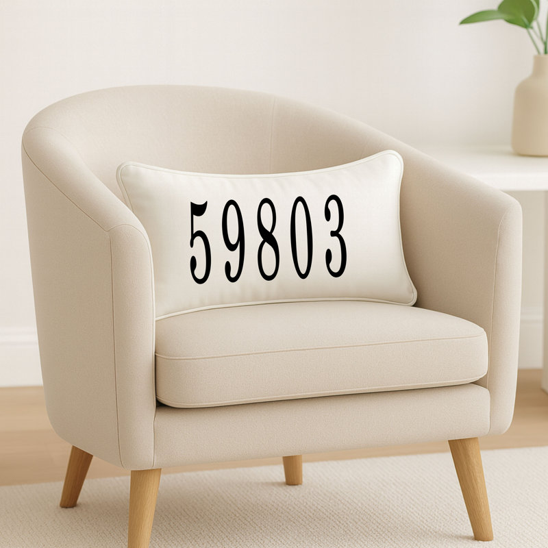 Coussin personnalisé avec code postal personnalisé, Ivoire blanc, Pillow Cover Only - No Insert, Oui