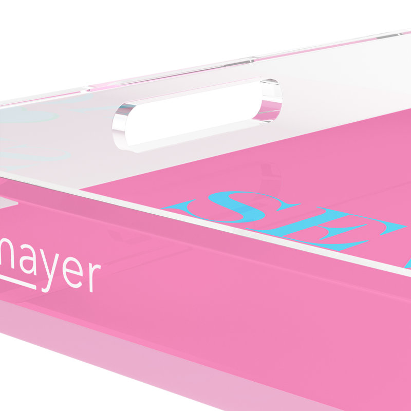 Plateau décoratif carré Aces and Sevenspink, 2" H x 15" W x 15" D, Pink/Blue