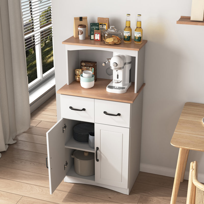Armoire de cuisine en bois avec garde-manger et micro-ondes avec tiroir de rangement