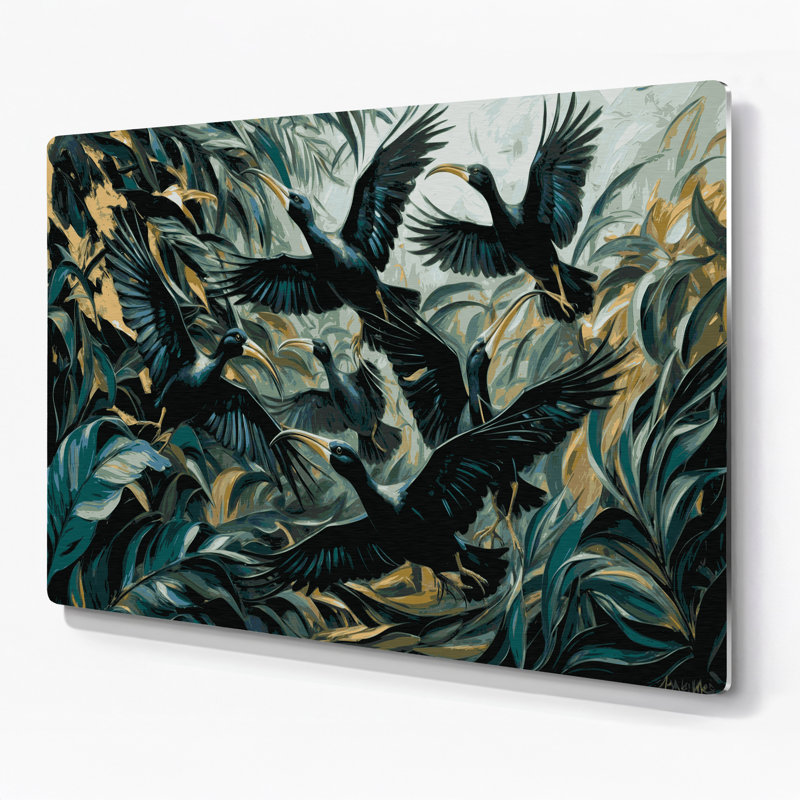 Art mural en métal oiseaux à bec lisse, H 288 po x l 432 po x P 0,05 po