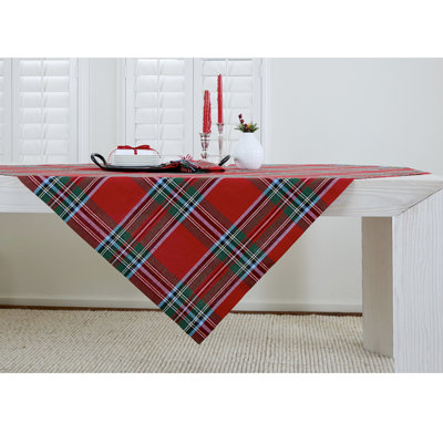 Madras Holiday Plaid - 100% Pure Linen Table Throw