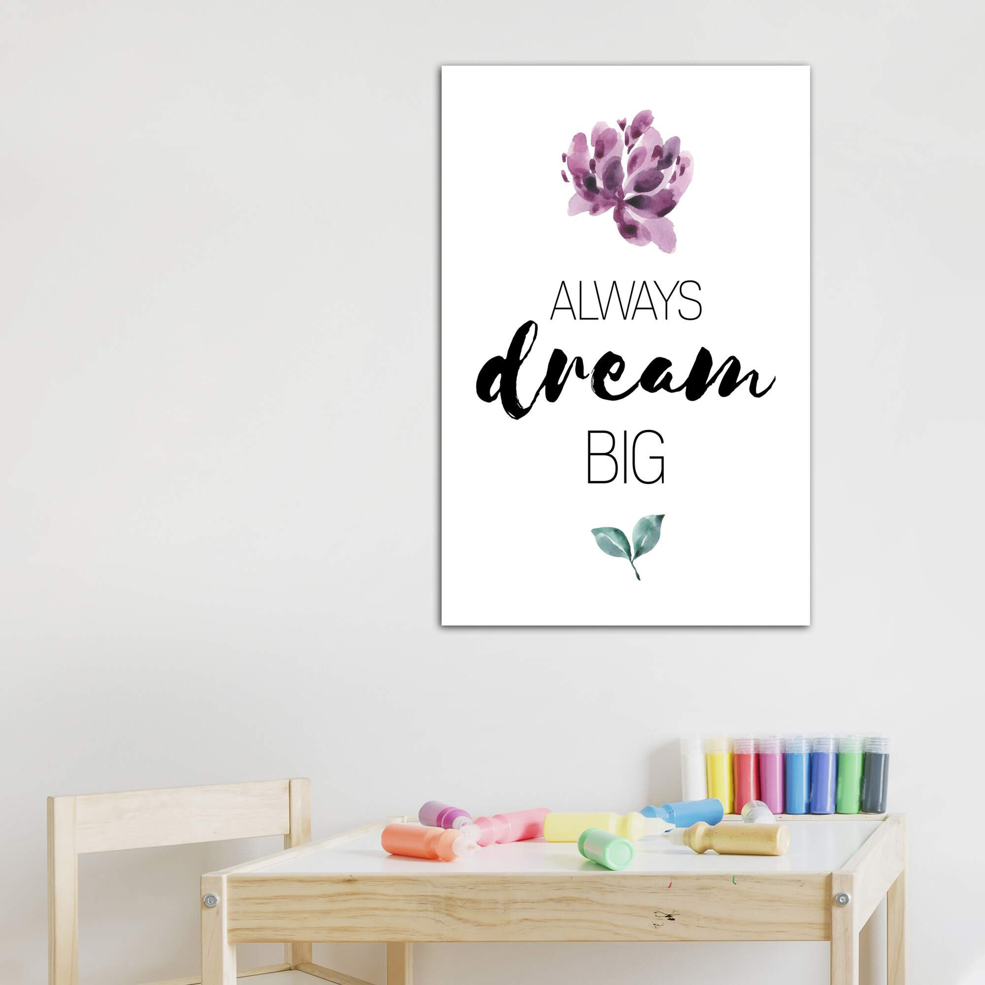 East Urban Home Always Dream Big Purple Floral - Textual Art Print ...