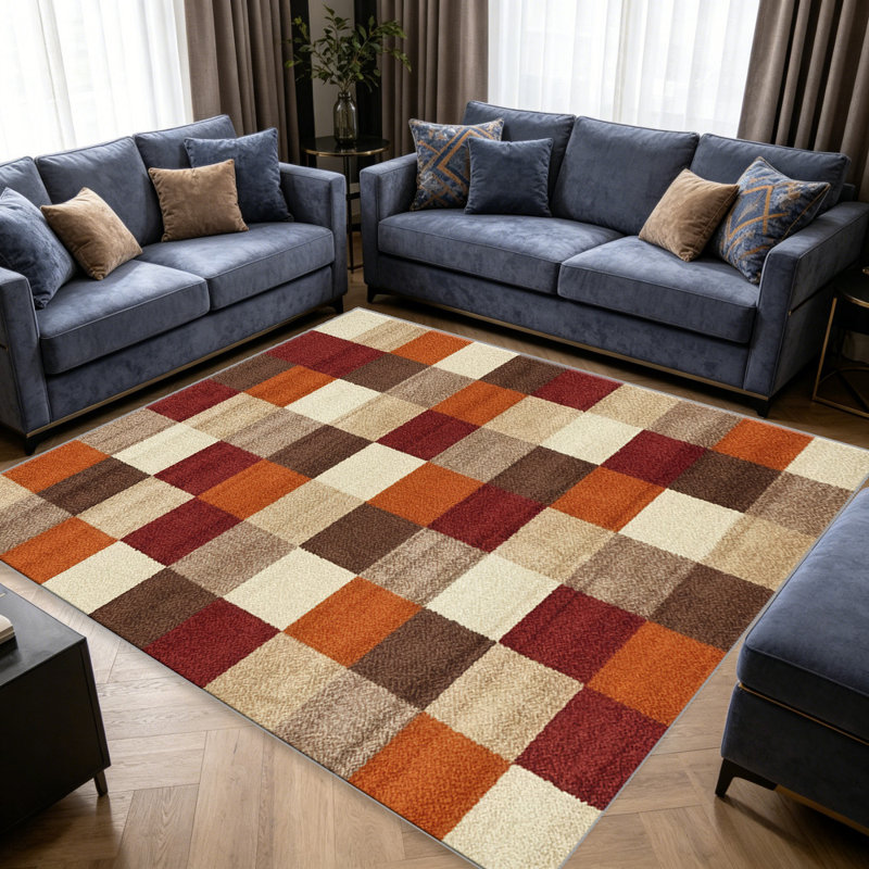 Autumn Plaid Pattern carpet-easy to clean, machine-washable, soft and comfortable; suitable for door mats, kitchens, living rooms, bedrooms, corridors, and laundry areas. Easy to clean, durable carpet for home decoration.