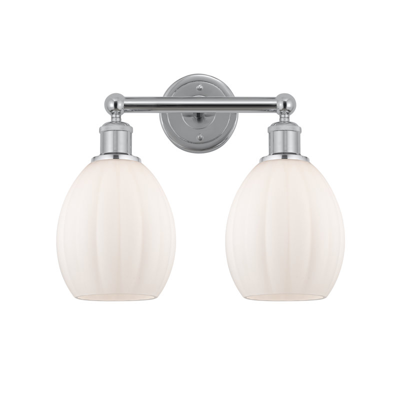 Éclairage pour meuble-lavabo à 2 lumières 14,5 pouces Bolduc, Blanc mat, Chrome poli
