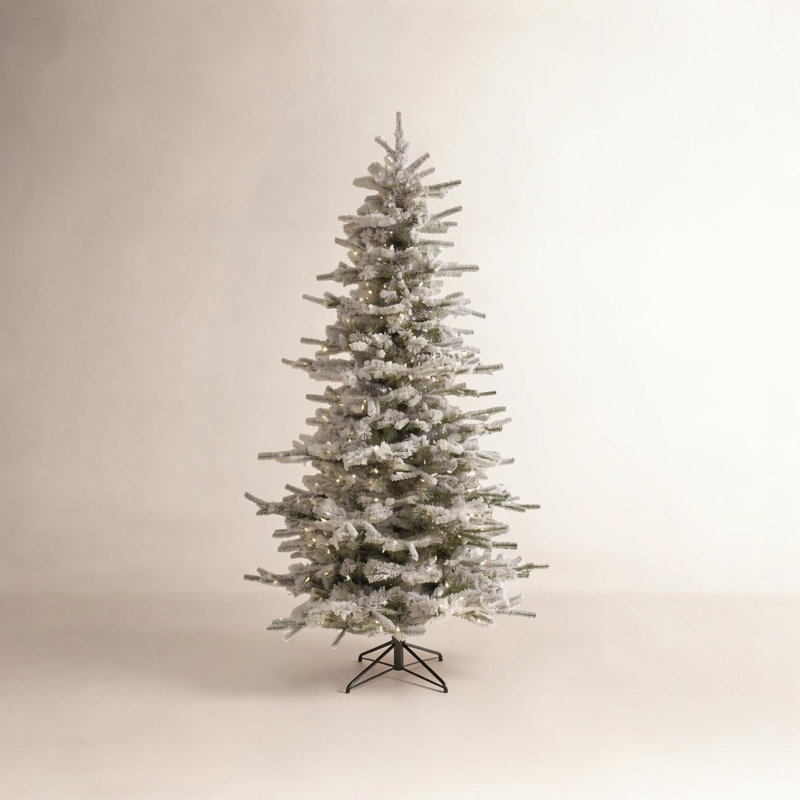 Sierra Flocked Slim Sierra Artificial Christmas Tree with LED Warm White Lights, 4.5' H
