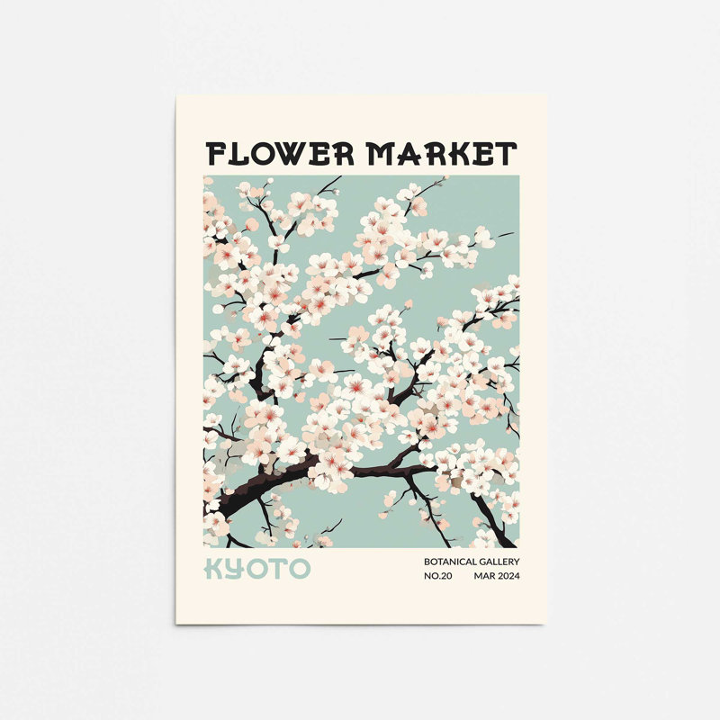Roulé du marché aux fleurs de Kyoto, H 10 po x l 8 po x P 0,1 po, Ne s’applique pas, Impression sans cadre