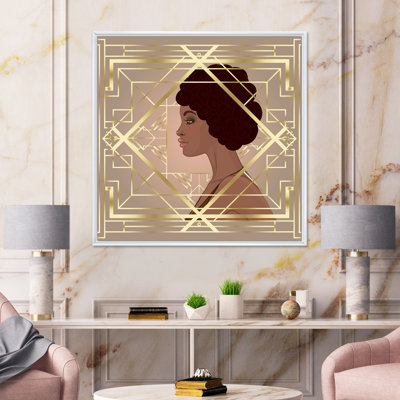 " Retro Women In Golden Art Deco Geometrics II "