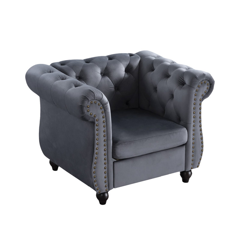 Fauteuil Chesterfield, Polyester gris