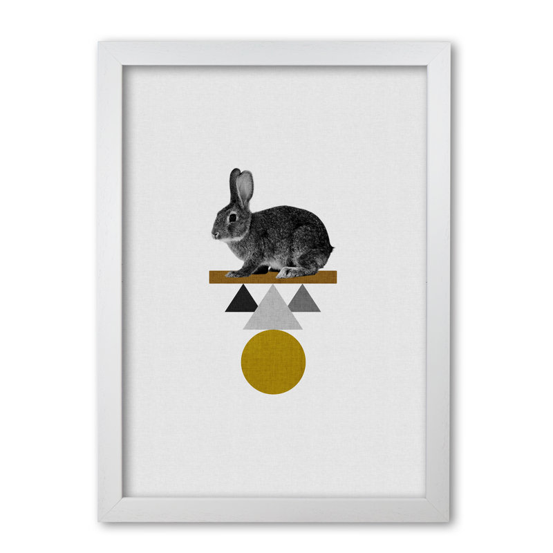 Tribal Rabbit - Print, White Grain Frame, 42 cm H x 30 cm W x 5 cm D