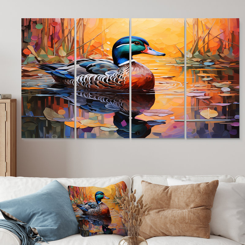 Fauve canard Fauve I - décor d'art mural 4 pièces, H 28 po x l 48 po