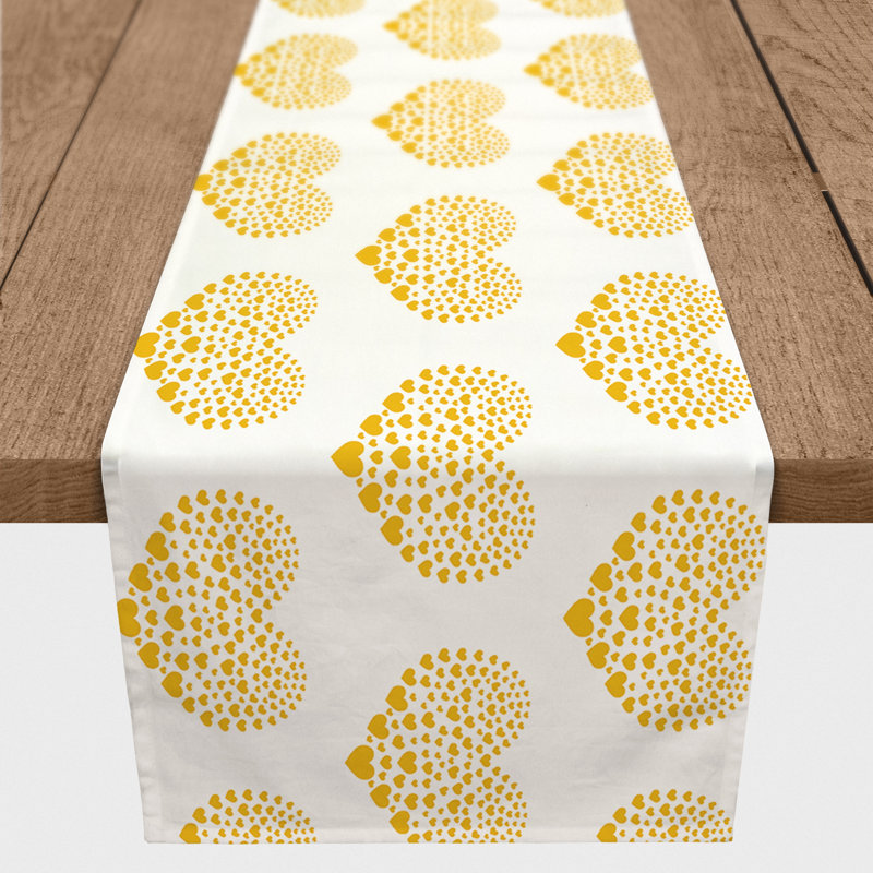 Ferrier Heart Table Runner, 90" L x 16" W, Yellow
