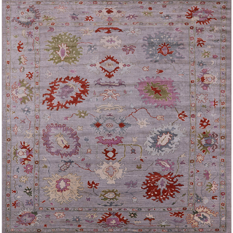 Tapis oriental mauve / rouge / vert Rowdy, Carré 7 pi