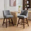 Tabouret de bar pivotant à hauteur de comptoir, siège de 26 po de hauteur, ensemble de 2, tissu gris-1492623198