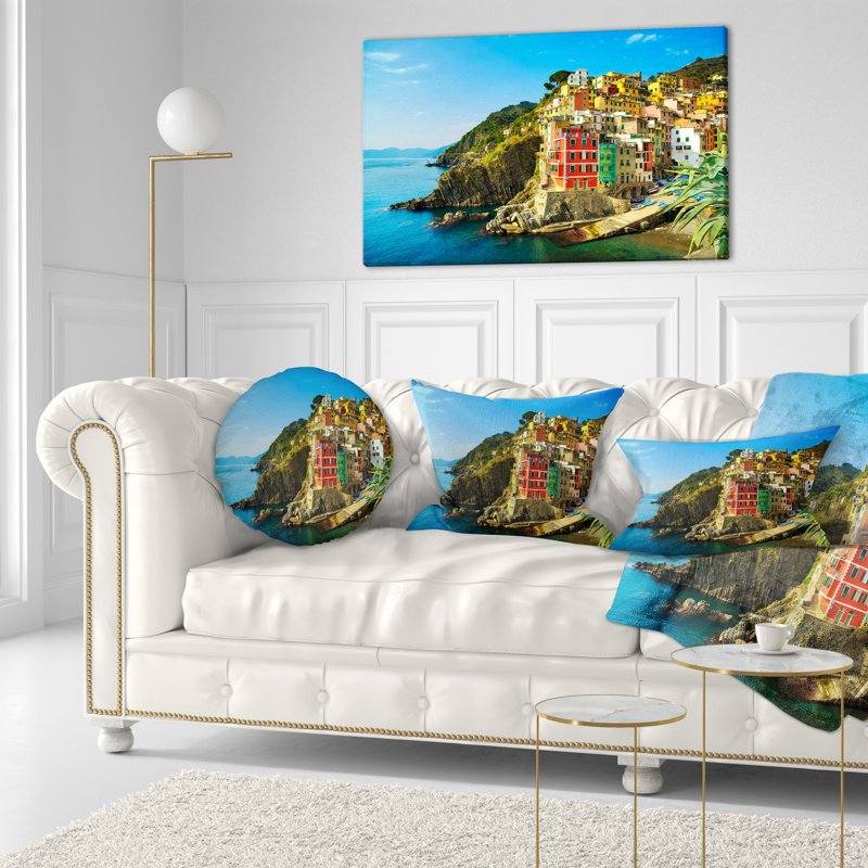 Coussin lombaire de plage seascape riomaggiore village rocky