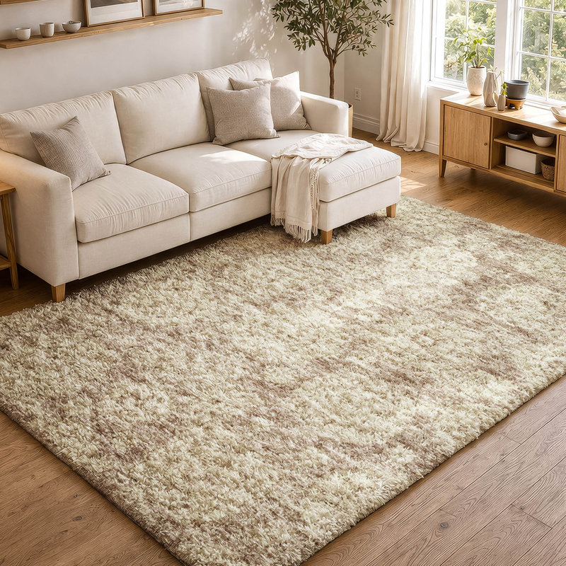 Tapis à poil long de qualité supérieure lavable à la machine ADS634, Mocha, 10' x 14'