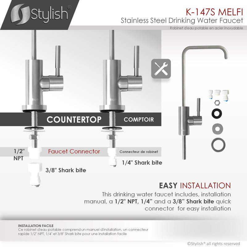 Modern Faucet Stylish Melfi One-Handle Cold Water Tap Faucet, Metallic