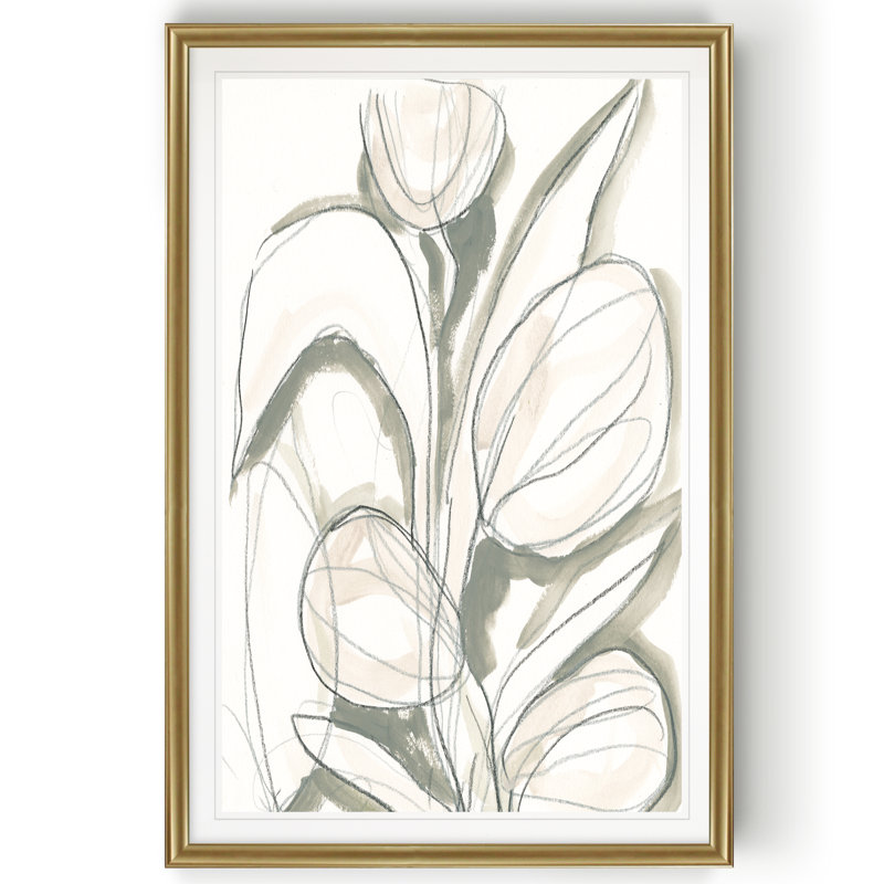 «Neutral Tropical II», reproduction sur toile, H 18,5 po x l 24,5 po x P 1,5 po, Cadre doré