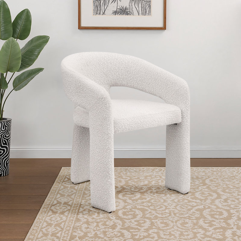 Chaise d'appoint rembourrée Ozellar Boucle, Crème