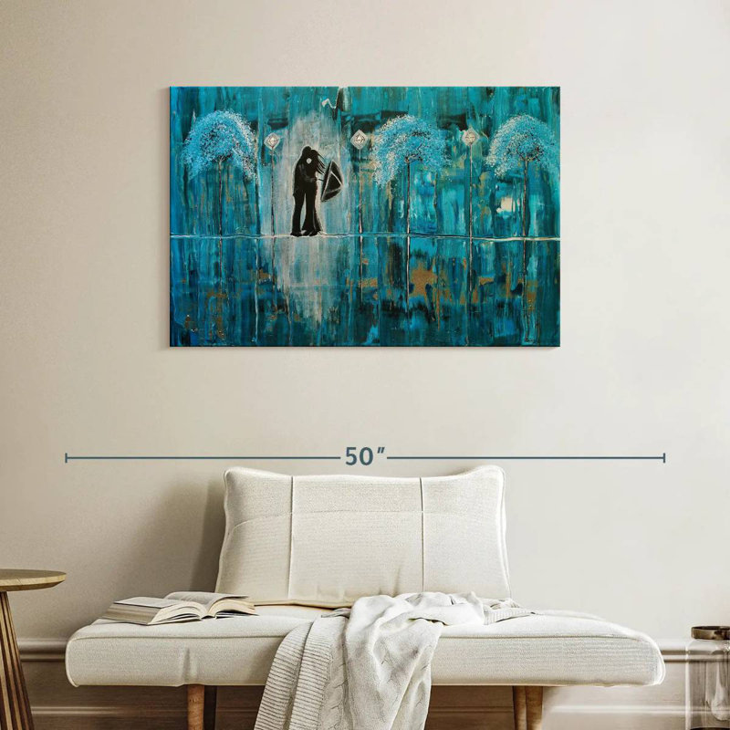 Hardie turquoise, pluie et romance, H 26 po x l 39 po