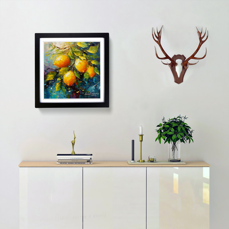 Lemon Fruit Neo-Impressionism - Framed Print, Black Framed
