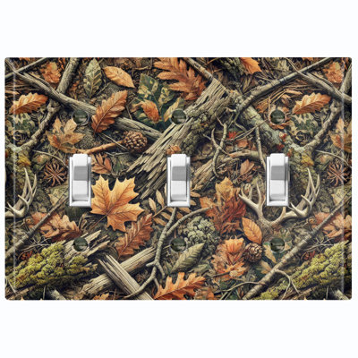 Couvre-interrupteur en métal avec couvercle à 3 branches standard - Chasse camouflage