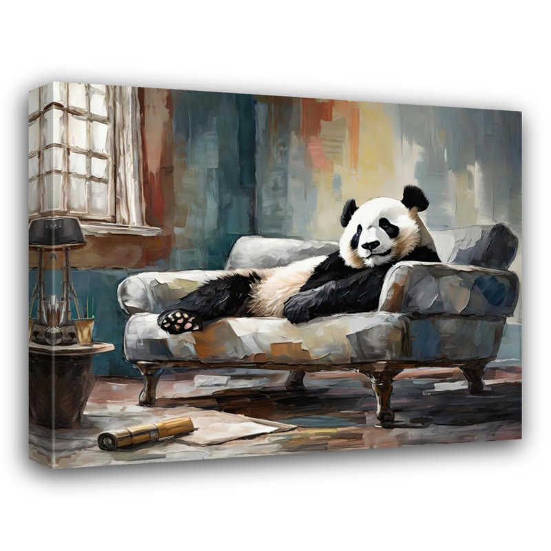 «Panda Couch» sur toile, H 15 po x l 18 po