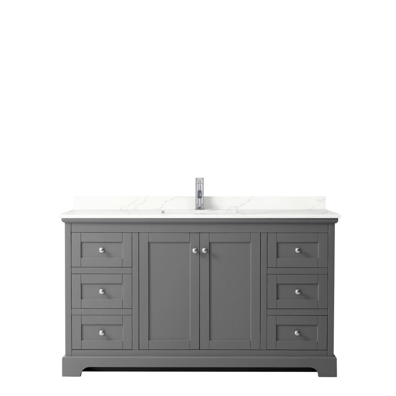 Avery 60'' Dark Gray Single Bathroom Vanity with Marble Top