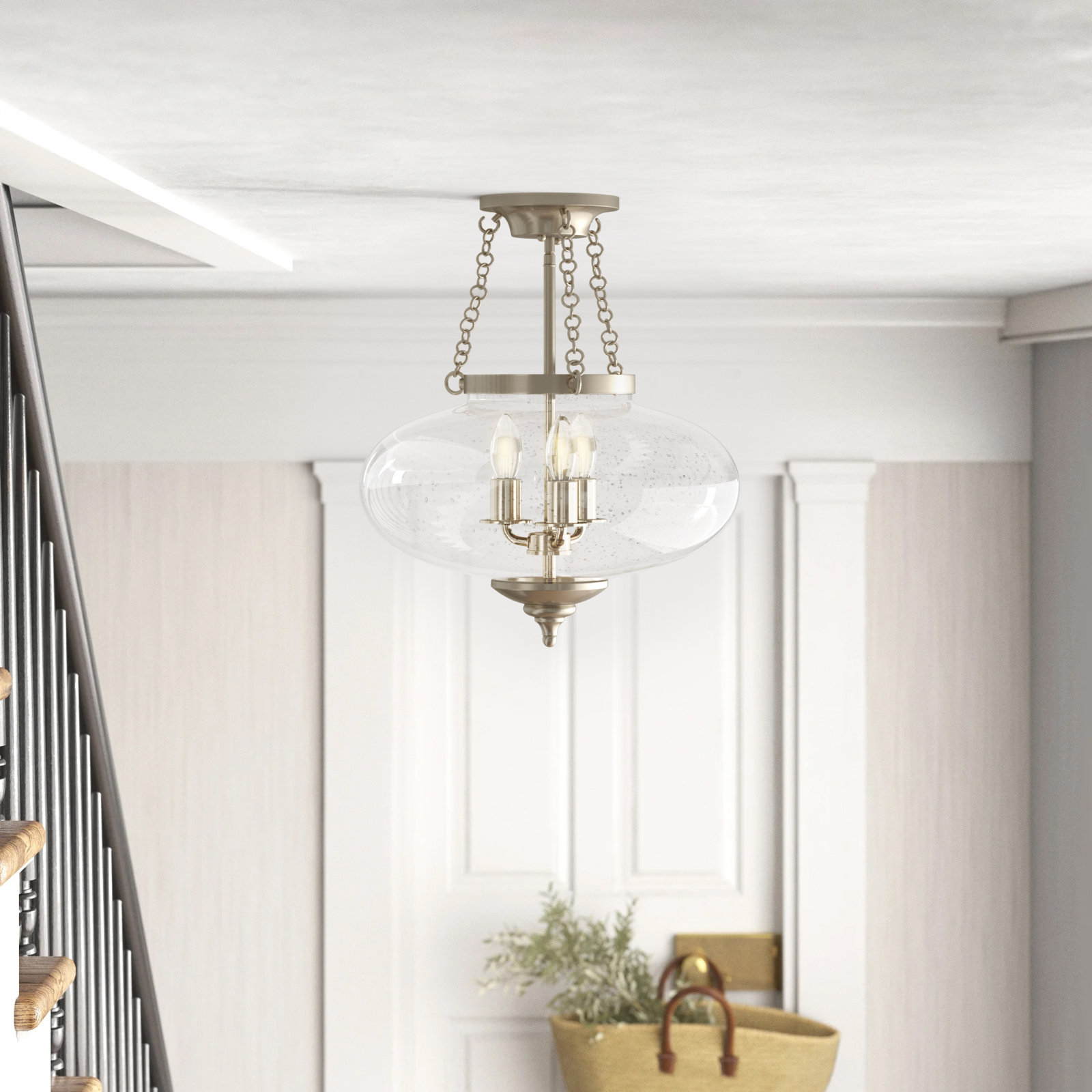 Faiyaz 3 - Light Semi Flush Mount, Satin Nickel