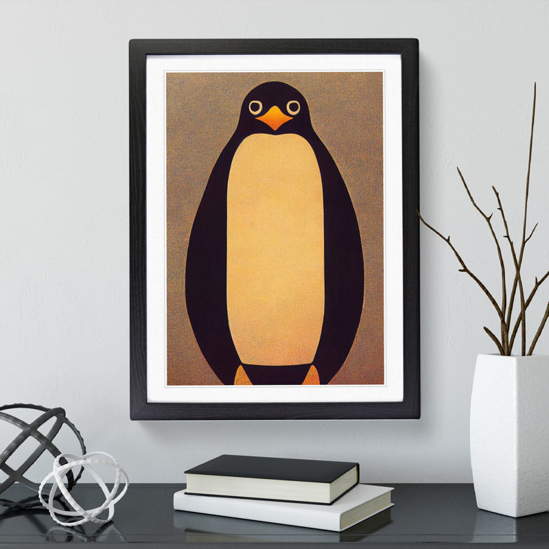 Retro Penguin Art No.1 - Wall Art, Black Framed, 64cm H x 46cm W x 2cm D
