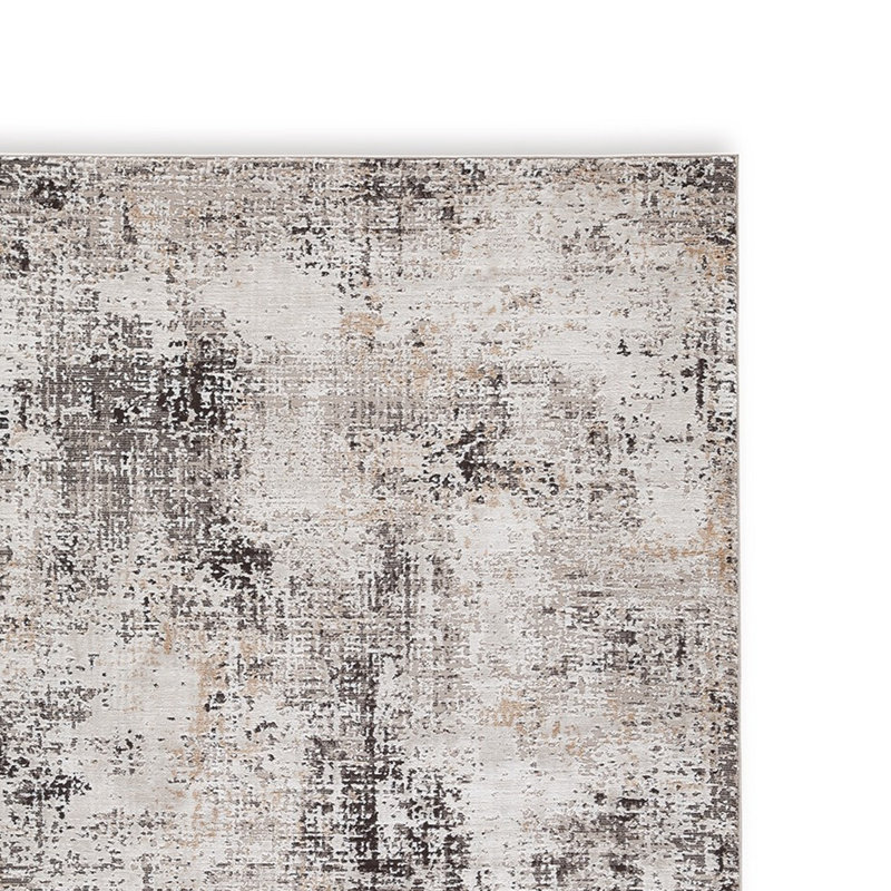 Black Gray Machine Woven Abstract Pattern, Rectangle 5' x 7'